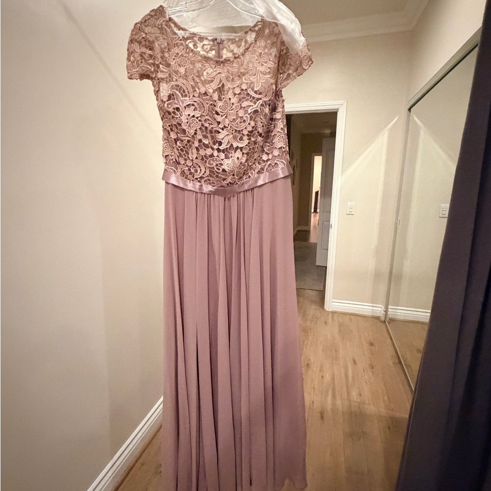 May Queen Mauve Lace Bodice Maxi Dress